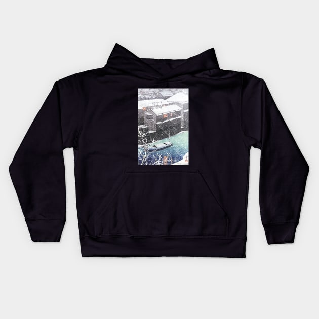 Snow on Ochanomizu by Kawase Hasui Kids Hoodie by Takeda_Art